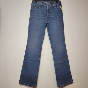 Old Navy Women's Kicker Boot-cut Extra High Rise Classic Blue Straight Leg Jeans
